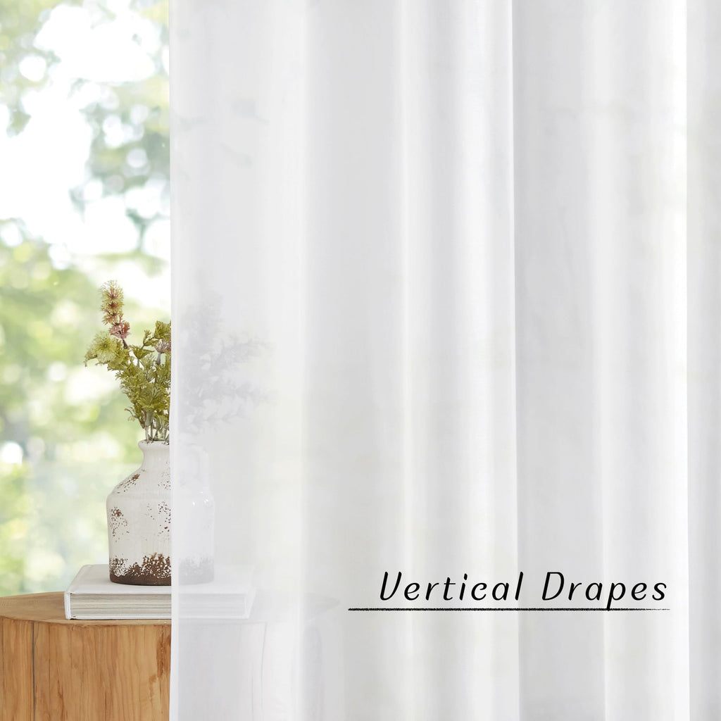 White Sheer Curtains & Drapes 96 inches Long - Grommet Top Solid Lightweight & Airy Gauzy Window Treatments with