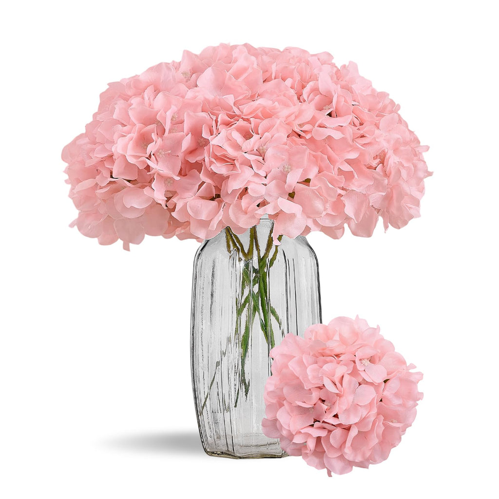80PCS Blush Hydrangea Artificial Flowers, Silk Hydrangea Heads with Stems, Fake for DIY Wedding Centerpiece, Home
