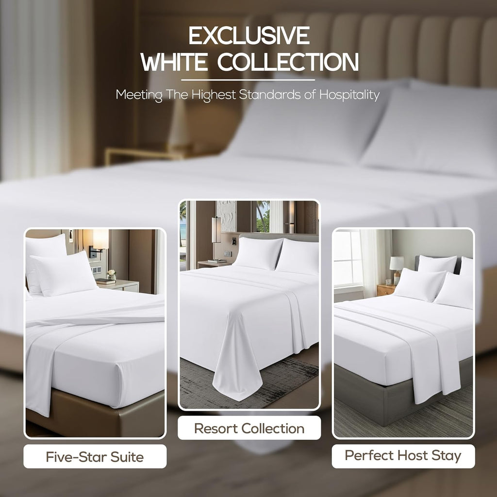 Hotel Queen Sheet Set - 4 Piece Luxury Bedding Sheets, Deep Pocket Soft & Breathable Microfiber Bed Sheets, 1 Fitted
