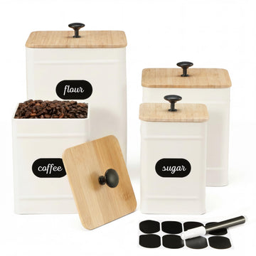 Kitchen Canisters, Airtight Canister Sets Counter, Kitchen Canisters for Countertop Set of 4, Coffee Tea Sugar Flour