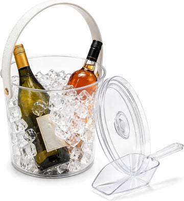 Ice Bucket with Airtight Lid, Champagne Bucket with Handle, Plastic Beverage Tub for Parties, Bar Cart Accessories