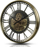 21 Inch Large Moving Gears Wall Clock for Modern Farmhouse Living Room Decor