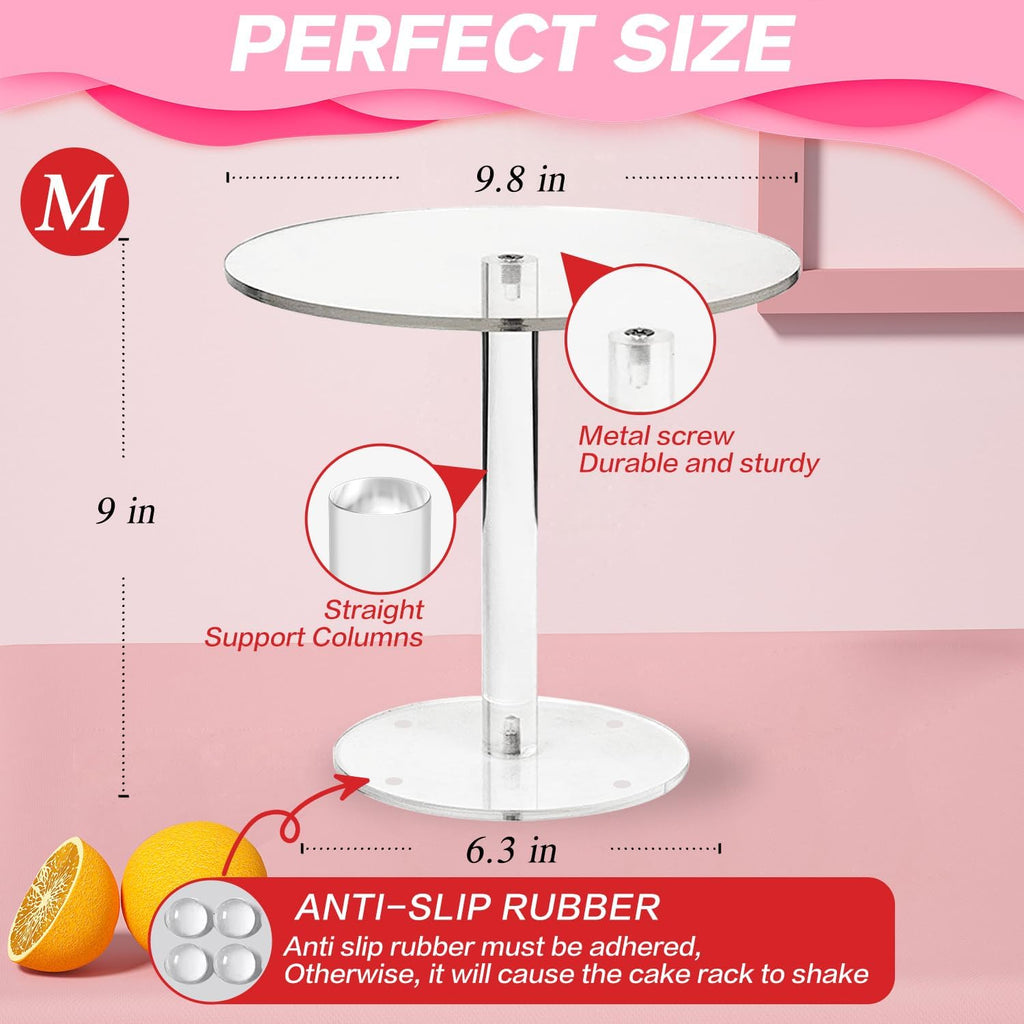 Acrylic Cake Stand, Round Cake Stands for Dessert Table, Clear Cupcake Stand for Birthday Party, Pastry Candy Pizza