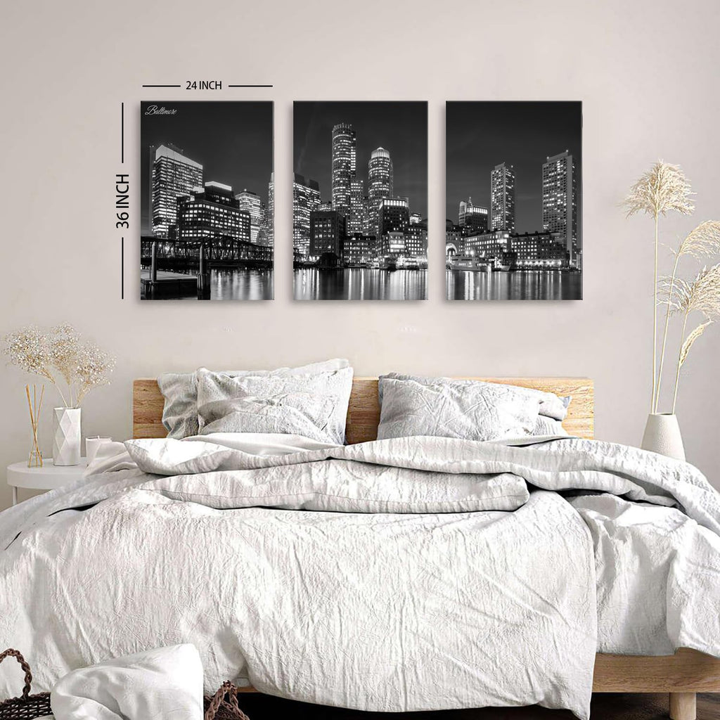 Baltimore Skyline Wall Black and White Night Maryland Skyscraper Pictures Prints Office Wall Decor USA Cityscape