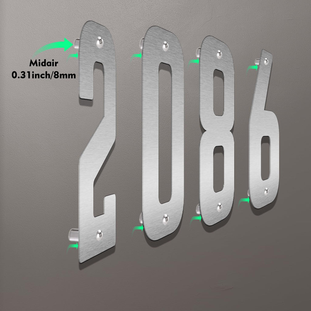 20" Custom 3 PCS Floating Stainless Steel House Numbers, Large Metal Number