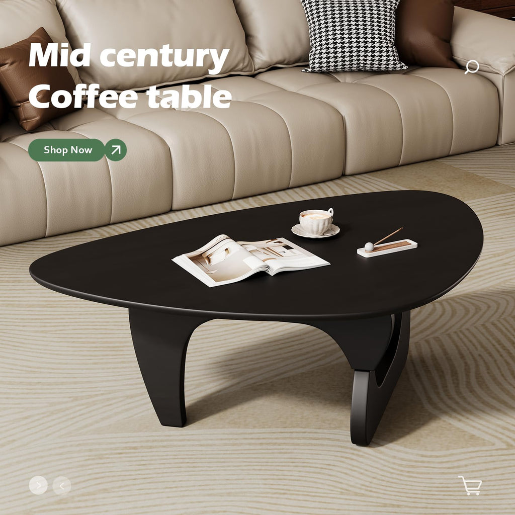 Mid Century Modern Coffee Table - Black Wooden Coffee Table, Center Table Suitable Living Room Reception Office