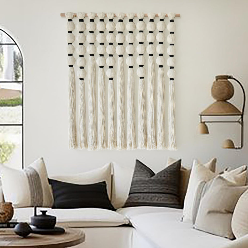 Macrame Wall Hanging Sphericity Textile Fiber Yarn Art 27"W*31"L