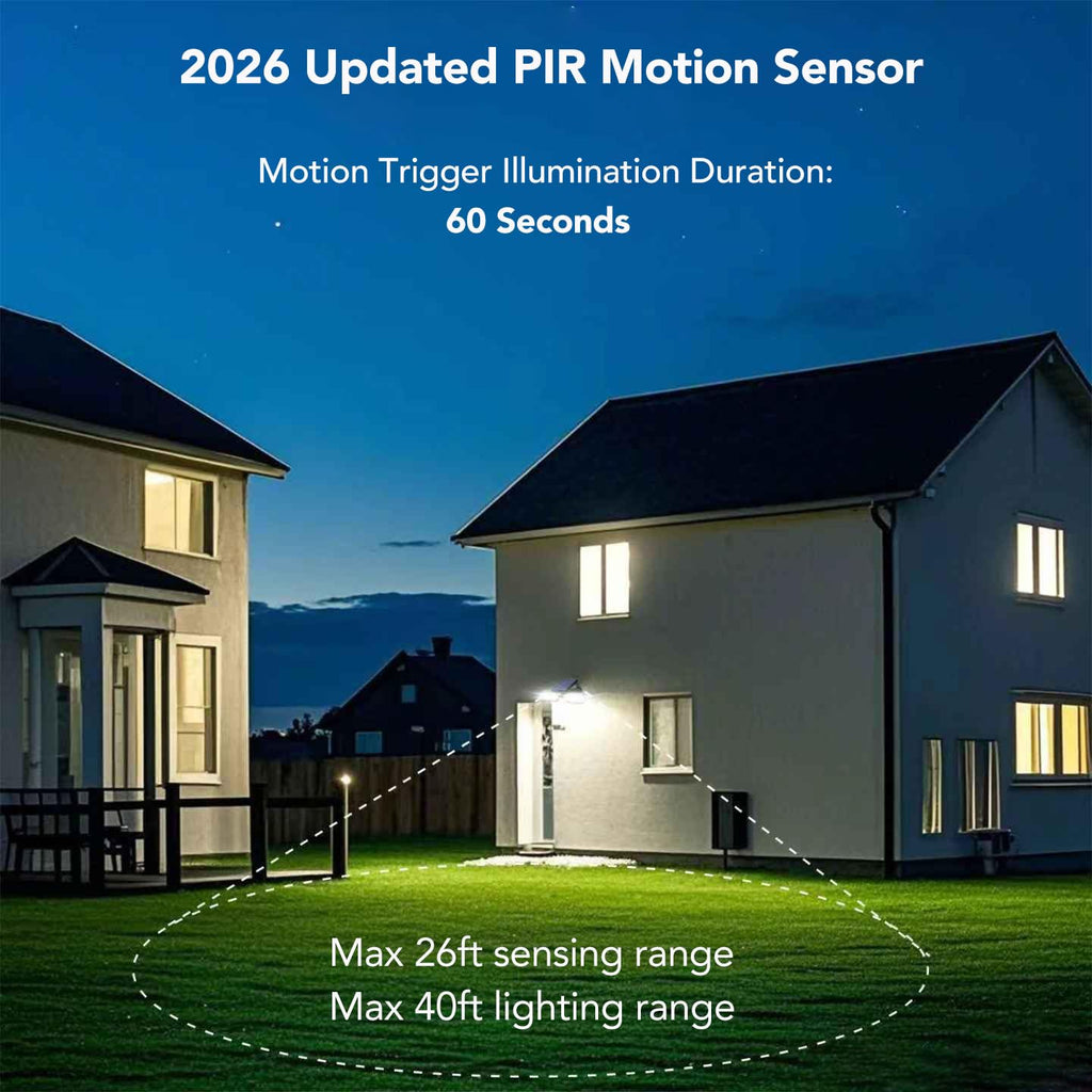 Outdoor Motion Lights Solar Powered, Solar Flood Lights, Stay On or Motion On/Off 3-Mode, Dusk to Dawn Security Solar