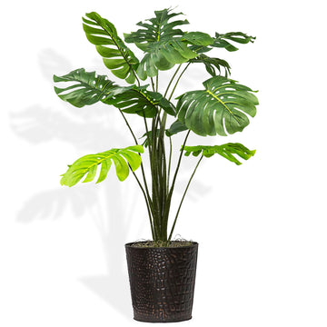 3ft Artificial Monstera Plant, Potted - Large Fake Indoor Corner Plant, Realistic Faux Greenery - Home Decor