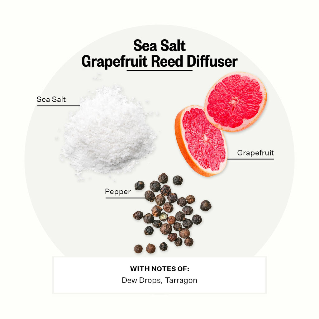 Scented Reed Diffuser, Sea Salt Grapefruit, 10 Sticks