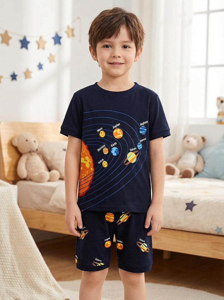 Boys Pajamas 100% Cotton Toddler 2 Piece Short Sleeve Pjs Kids Summer Sleepwear Clothes Set