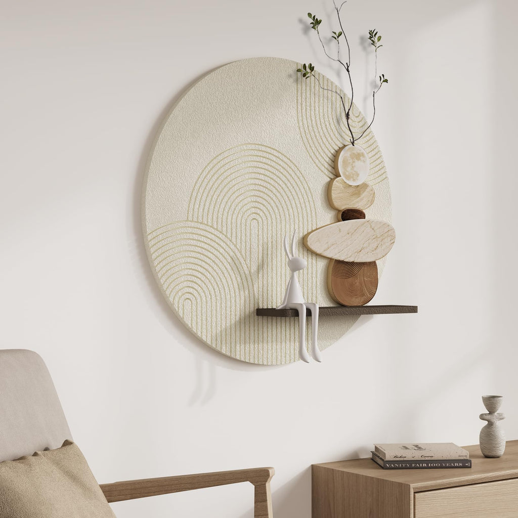 3D Textured Abstract Modern Round Wall Art Decor, 24x24 In
