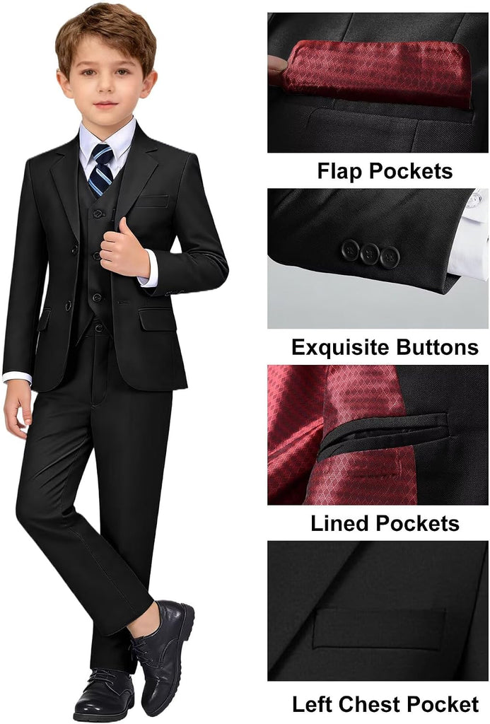 Boys 4 Piece Formal Suit Slim Fit Tuxedo for Kids