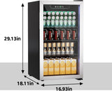 3.0 Cu.ft Beverage Refrigerator Cooler, 105 Can Mini Fridge with Glass Door, Dig