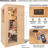 Far Infrared Sauna Room for Home Use - 1350W Natural Hemlock Indoor Personal Wooden Personal Dry Sauna with Rapid