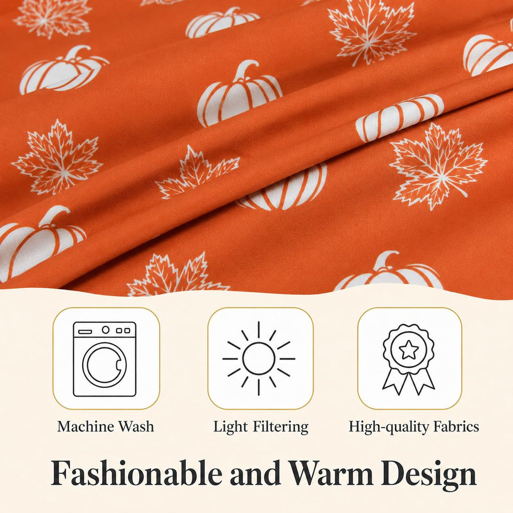 Fall Pumpk Curtains 3 Piece Set Tier Valance