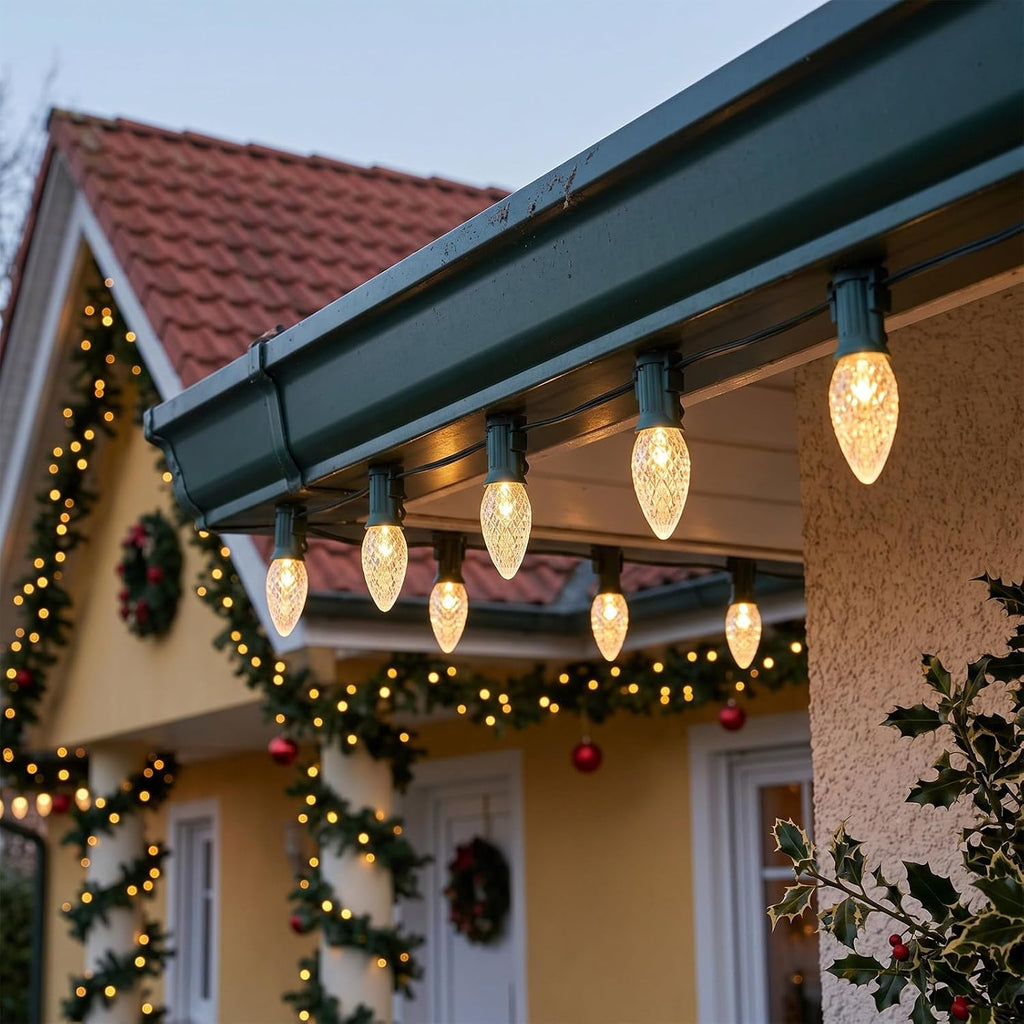 Magnetic C9 Christmas Lights Strawberry LED Bulb, 100 ft, Warm White