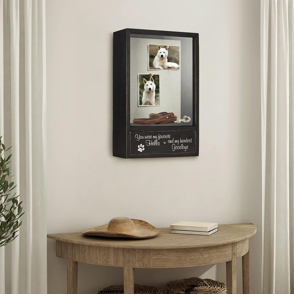 Dog Memorial Gifts - You were My Favorite Hello and My Hardest Goodbye Remembrance Picture Frame Shadow Box - Pet
