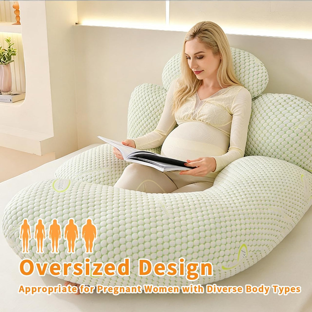 Pregnant Woman's Sleep Pillow, 62-inch U-shaped Full-body Position pPregnancy Pillow, Detachable Cover, Combined