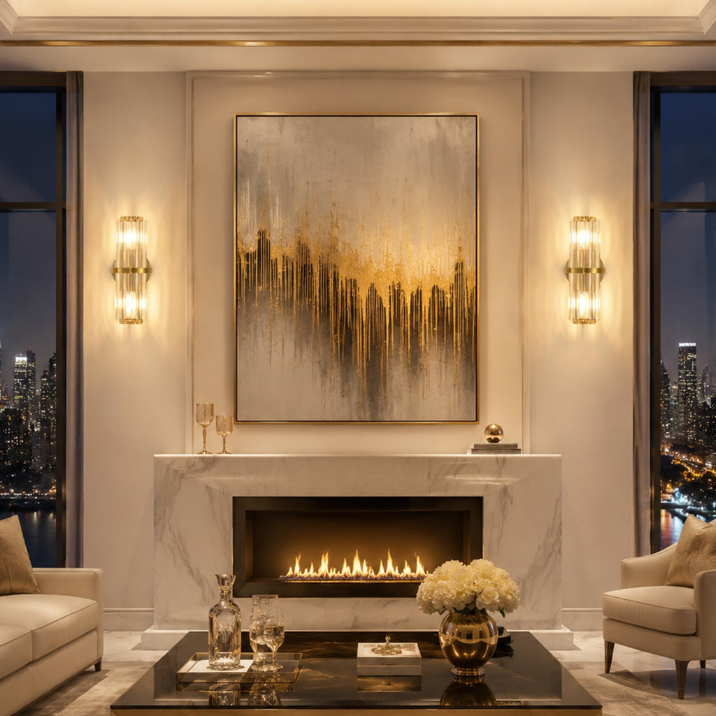 Gold Crystal Wall Sconces 11.8-Inch Modern Luxury Bathroom Sconces Light