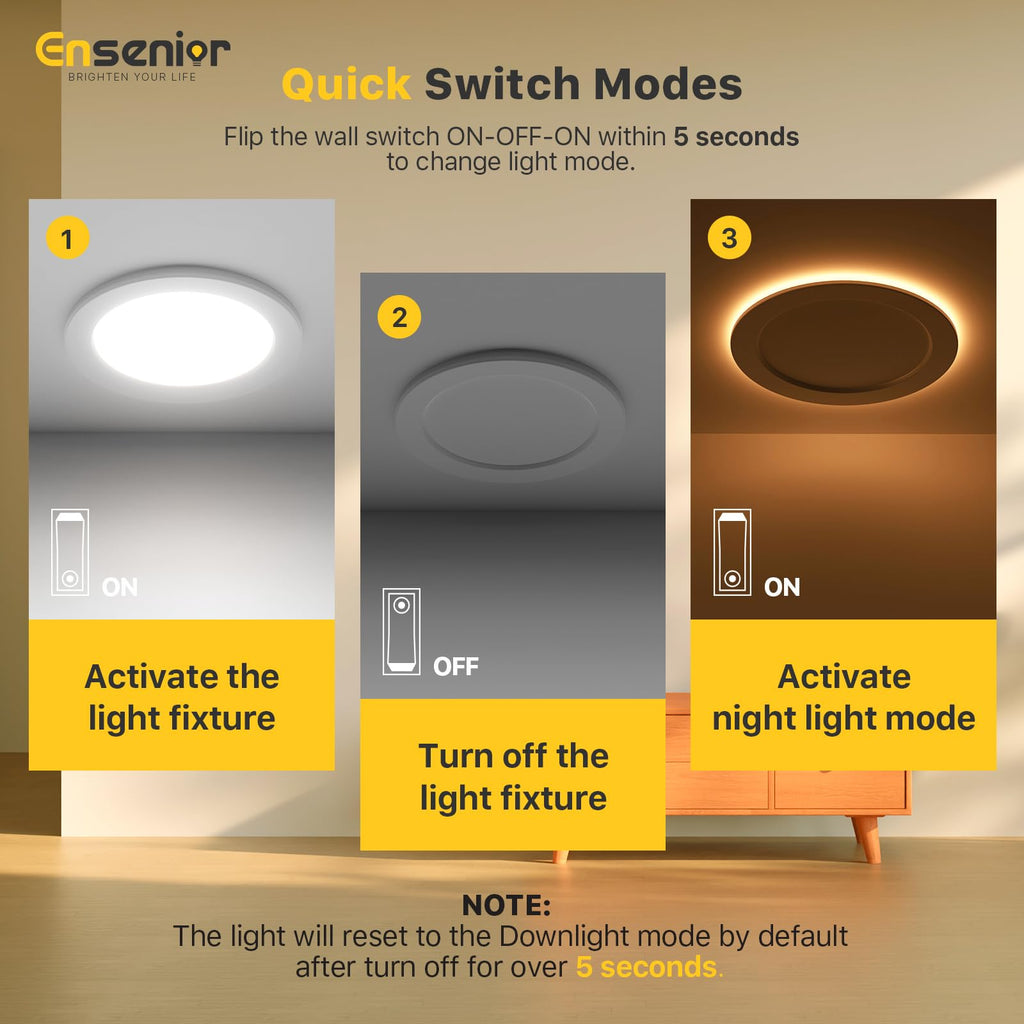 48 Pack 6 Inch LED Recessed Lights with Night Light, 5CCT
