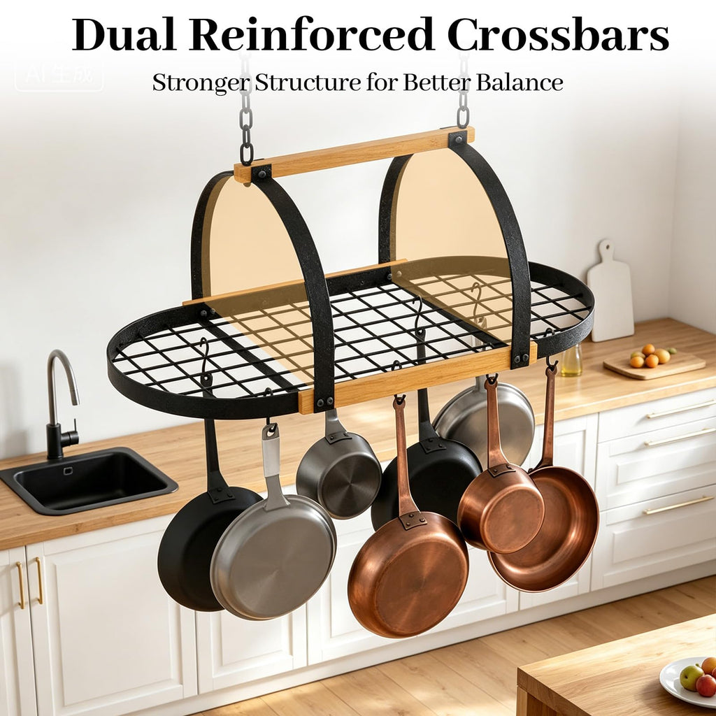 Heavy Duty Hanging Pot Rack, Ceiling Mount, 130 lb Capacity