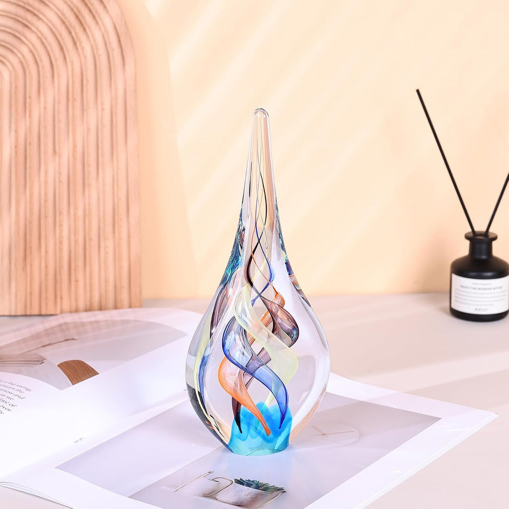 Hand Blown Glass Sculpture, Unique Mediterranean Style Decor, with Crystal-Like Finish, Decorative