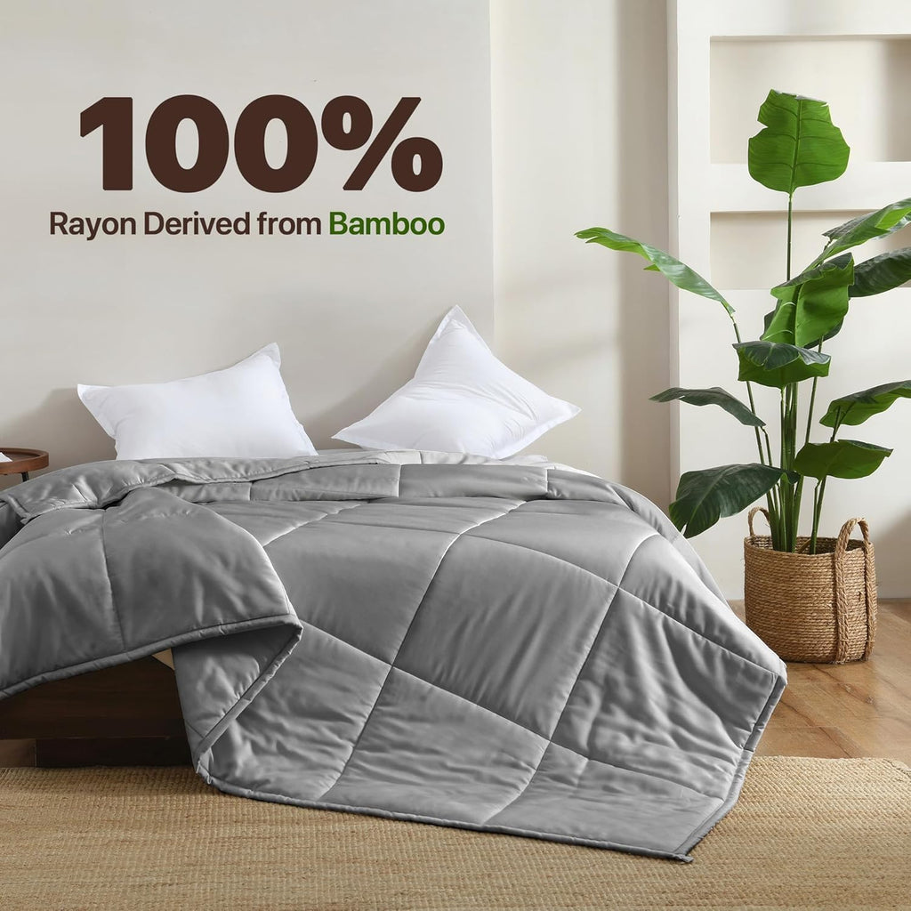 Lightweight Bamboo Viscose Quilt - Queen Size Cooling Blanket, 100% Rayon from Bamboo Shell with 200g Polyester Fill