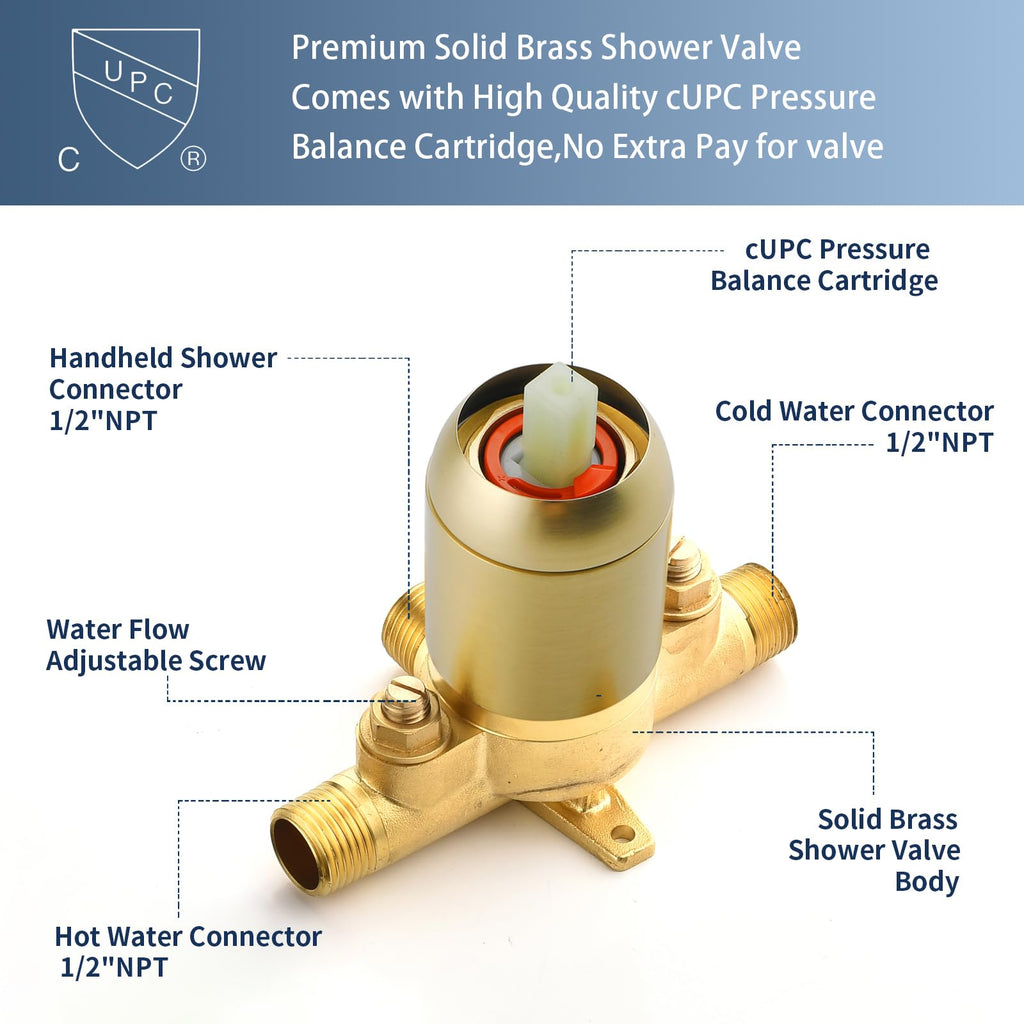 Shower Faucet Set Complete Shower Kit Dual Shower Head and Handheld 2 in 1 Combo Set Shower System Shower Trim Kit