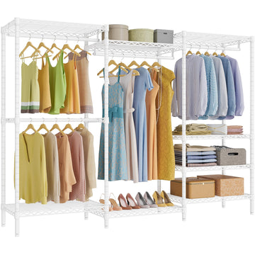 V5 Plus Heavy Duty Clothes Rack, Large Modular Closet System, White