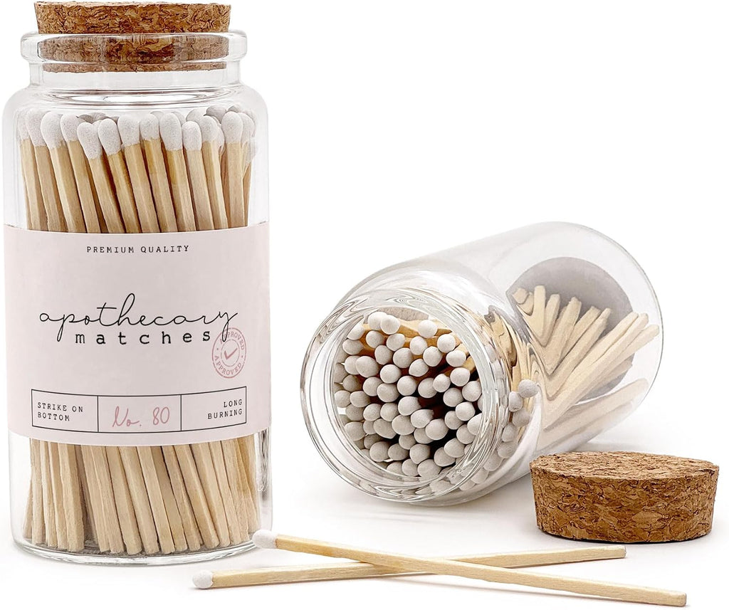 Apothecary Wooden Matches in a Jar with Striker | Decorative Matches for Candles | Long Matches for Candles