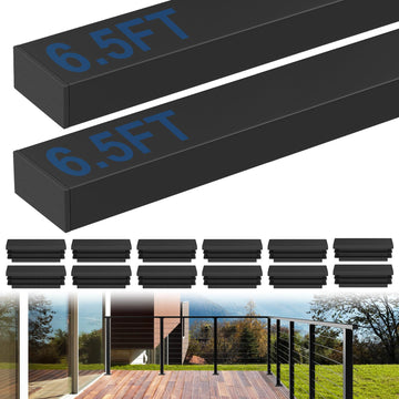 2Pack 6'6" Stainless Steel Cable Railing Handrail for Decks, Black