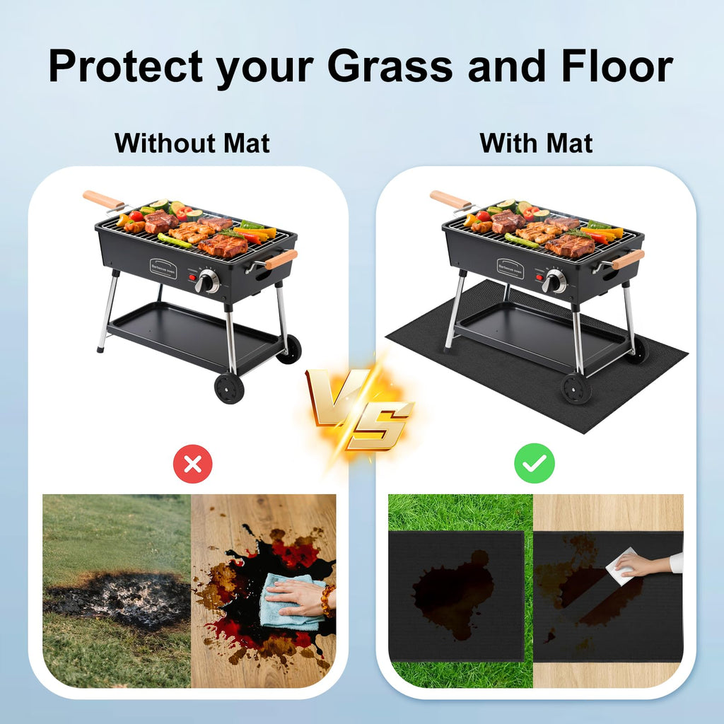 70×48×0.02in Large Under Grill Mat, Double-Sided Fireproof BBQ Grill Mat, Waterproof Oilproof Deck Protector for