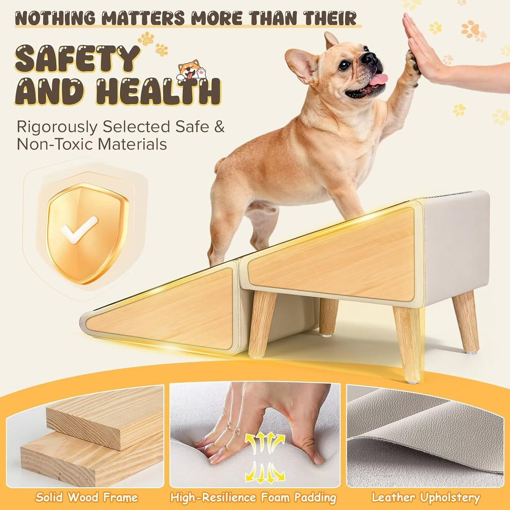 Dog Stairs for Small Dogs 16" H - Upgraded Non-Slip Dog Ramp for Couch