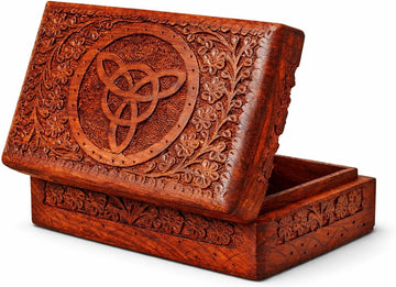 Handmade Wooden Jewelry & Keepsake Box, Decorative Storage Box, 8 x 5 Inch