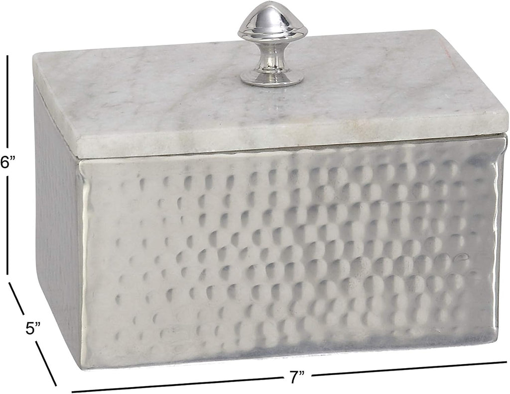 Marble Decorative Jewelry Box Jewelry Organizer with Marble Lid, Jewelry Holder 7" x 5" x 6", Gray