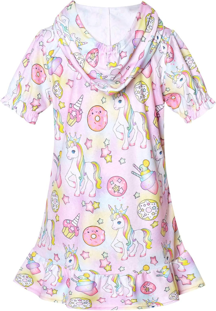 Girls Hooded Zip Terry Coverups Swim Beach Cover-Up Cotton Summer Short Sleeve