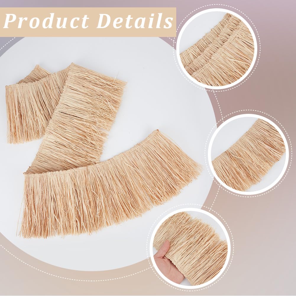 5.91 Inch Grass Raffia Fringe Trim Tassel Straw Natural Navajo White Rustic Ribbon Lightweight Trimming - 1.09 Yard
