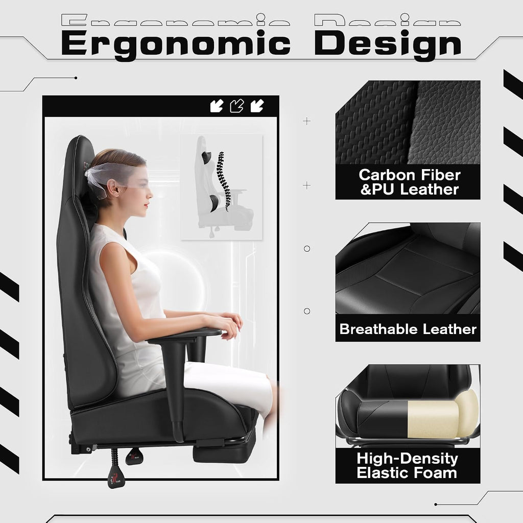 Gaming Chairs, Computer Chair with Footrest and Massage Lumbar Support, Height Adjustable Game Chair with Headrest
