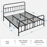 Classic Metal Platform Bed Frame Mattress Foundation with Victorian Style Iron-Art Headboard/Footboard/Under Bed