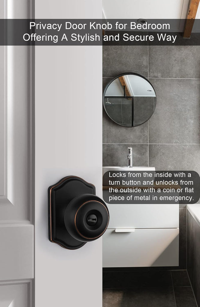 Oil Rubbed Bronze Door Knobs Interior, Bedroom Door Knob & Bathroom Classic, Bronze Interior Door Knobs 6 Pack