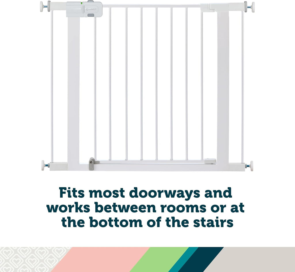 Easy Install Walk Thru Baby Gate for Doorway With Door, Dog Gates, Fits 29"-38", Easy Install 28" Tall, White