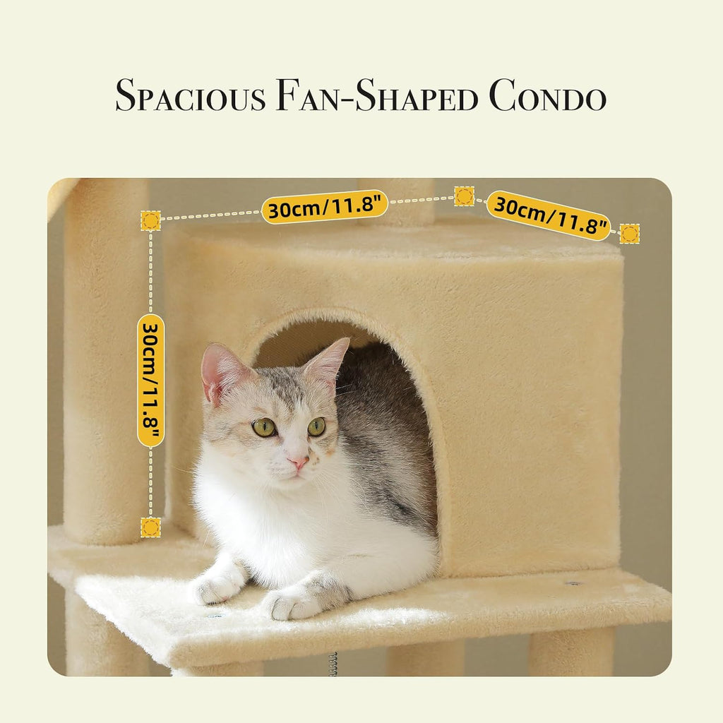 Floor to Ceiling Cat Tree, 85-112" Tall Cat Tower with Dual Posts