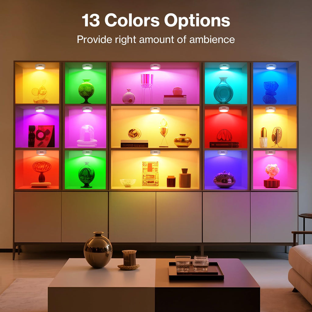 Puck Lights, 13 Colors Changeable LED Puck Lightings, LED Lamp, Under Cabinet Lamps, Under Cabinet Lighting with 2