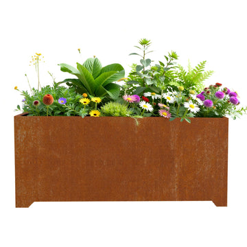 36"x15"x15" Cor ten Steel Planter Box, Large Rectangle Outdoor Planter
