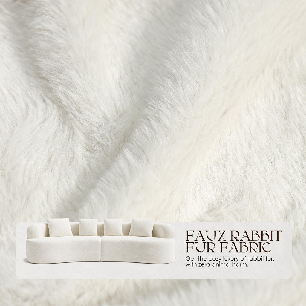110 Boneless Sectional Couch Modern Curved Cream White