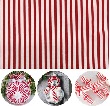 1/8" Red and White Striped Fabric, Summer Weight Polycotton 57" W x 36" L