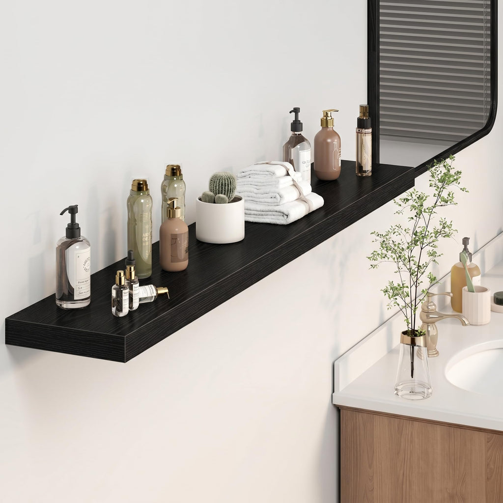 Floating Shelves 55.1" W x 9.3" D Black Set of 2