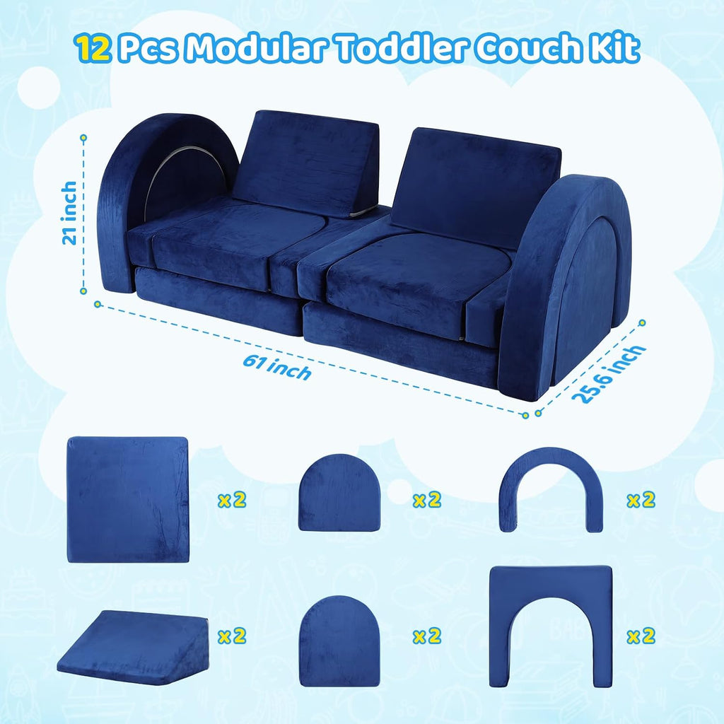 12PCS Modular Toddler Play Couch Kit