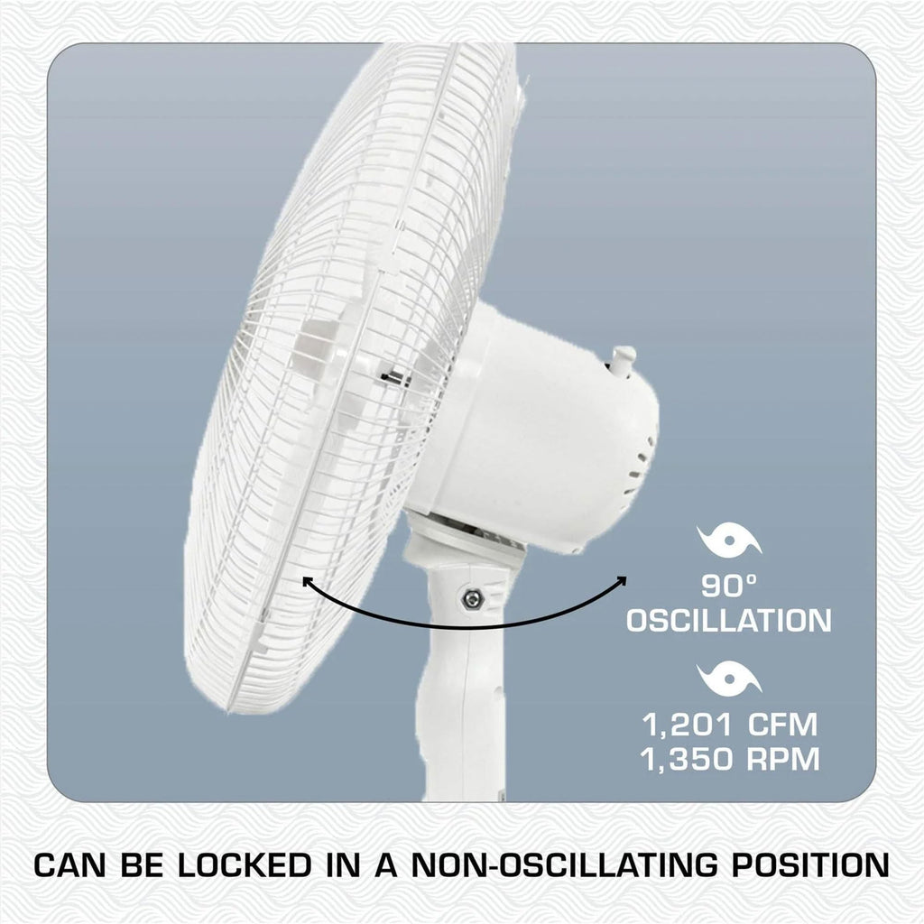 2-Pack Supreme 16-Inch Oscillating Pedestal Stand Fan with Remote, White - Quiet Operation Corded Electric Cooling